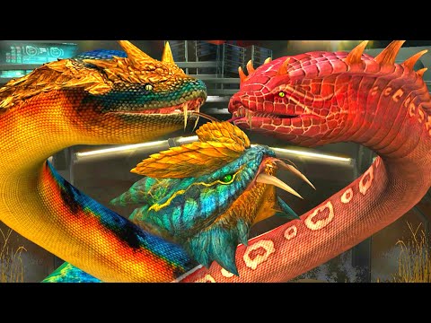 DILOPHOBOA Vs TITANOBOA Vs GIGANTOPHIS (MODs BATTLE) | JURASSIC WORLD THE GAME