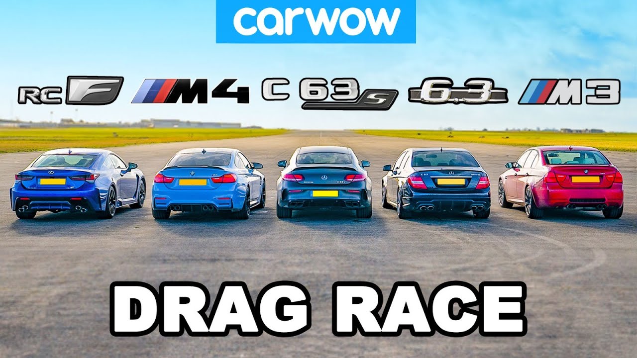 BMW M4 v AMG C63 S vs Lexus RC F v old M3 & C63: DRAG RACE