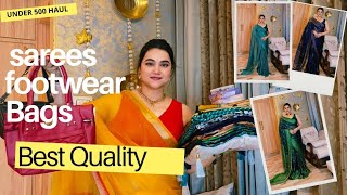 Flipkart working/Daily Wear Saree,Jewellery set, Bag & Footwear (Rs.75-Rs.475) haul @PoojaRikichoyal