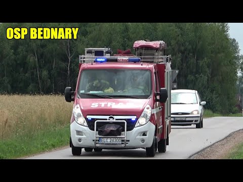 Alarmowo zastęp 459[E]51 GLBM 0,3/0,5 Opel Movano/Dragon z OSP Bednary do kolizji w Kompinie