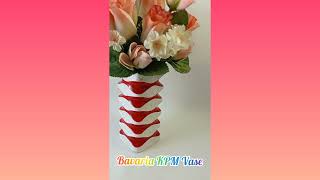 Vintage Op Art Royal Porzellan Bavaria KPM Vase, 1970s Red and White Porcelain Bavaria, Handmade