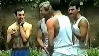 Freddie Mercury, Jim Hutton and the boys are relaxing in the garden