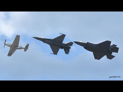 NY Airshow-USAF Heritage Flight-F-35A, F-16, P-51-Saturday-2017