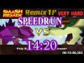 Smash Remix Classic Mode Remix 1P Speedrun With Polygon Bowser Very Hard In 14 20