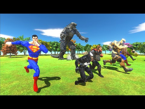 MECHAGODZILLA 2021 vs MARVEL & DC COMICS - Animal Revolt Battle Simulator