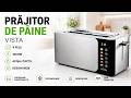 Prăjitor de pâine cu 4 felii, VISTA, 1500 W, afișaj tactil, programe prestabilite, design inox