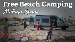 Free Beach Camping and Visiting Malaga, Spain // Family Van Life in Europe