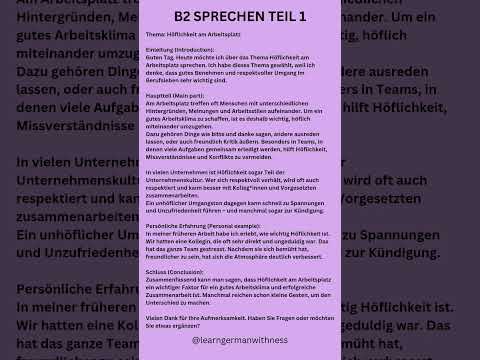 B2 SPRECHEN TEIL 2: Topic presentation #b2sprechen #b2german #deutschkurs #germanlanguage