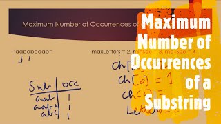 YouTube video 'Maximum Number of Occurrences of a Substring | LeetCode 1297 | Coders Camp'