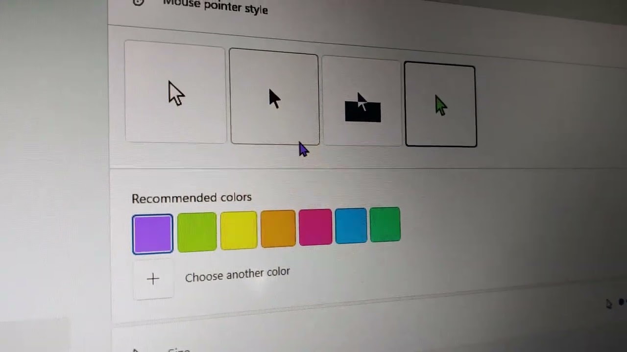 Purple Colour Mouse Pointer in Windows 11
