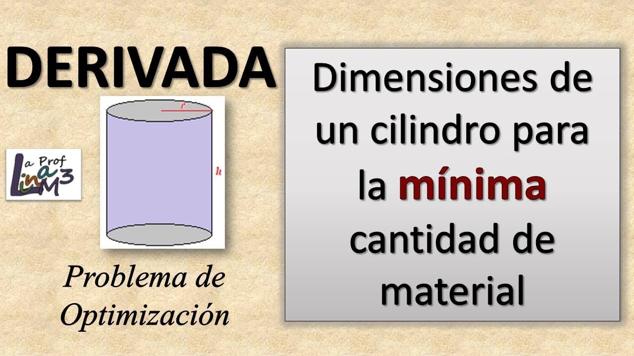 Dimensiones de un cilindro para que el material sea mínimo | La Prof Lina M3