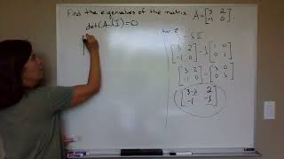Introductory example finding eigenvalues of a 2x2 matrix