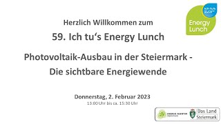 59. Ich tu&#39;s Energy Lunch - Photovoltaik-Ausbau in der Steiermark - Die sichtbare Energiewende