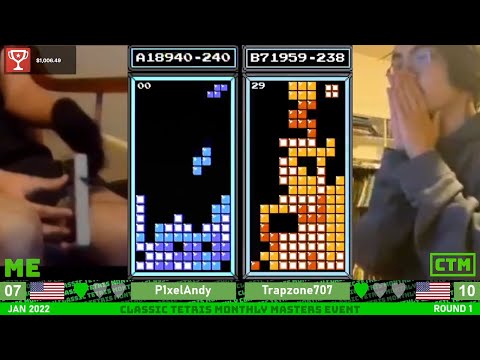 ANDY'S NOW EVEN ROLLING!! MASTERS Rd. 1: Andy, Trapzone – Classic Tetris Monthly Jan. 2022 [11/15]