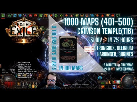 [PoE 3.20] 1000 Juiced MAPS (401-500) - Magic Finding on Crimson Temple (cumulative 25div per hour)