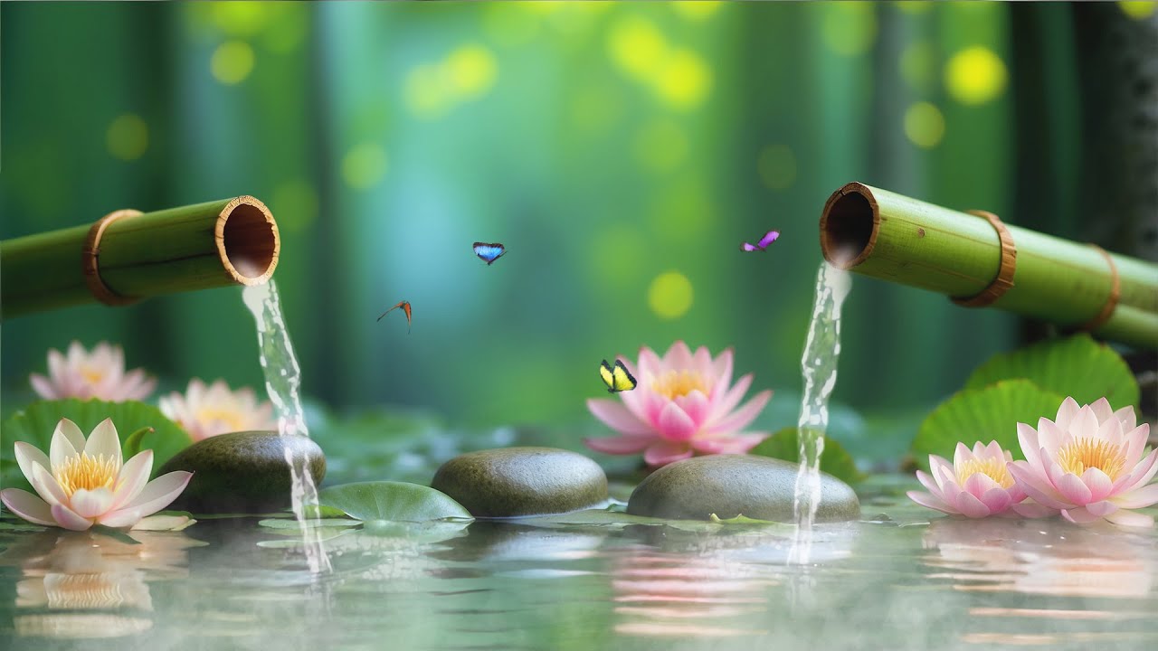 Relaxing Piano Music + Bamboo Water Fountain, Stress Relief, Sleep Music, Water Sound, Nature Sounds