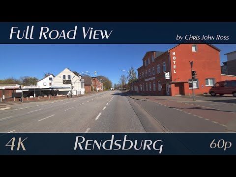 Rendsburg, Germany: Fockbeker Chaussee, Hollesenstraße, B203 - 4K (2160p/60p) Ultra HD