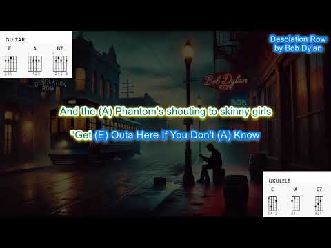 Desolation Row (no capo) by Bob Dylan play along with scrolling guitar chords and lyrics