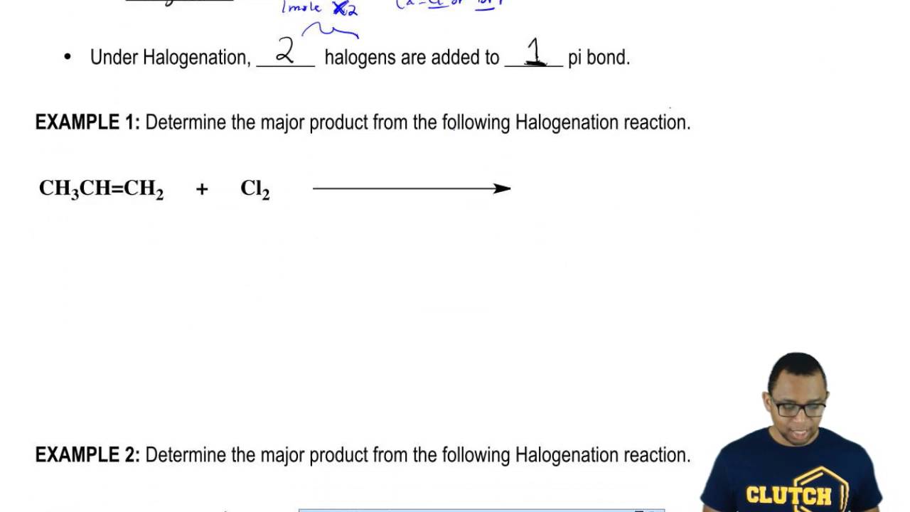 Alkene and Alkyne Reactions: Halogenation Example 1