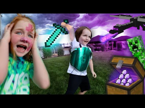 ADLEY & NiKO play MiNECRAFT in Real Life!! Saving Niko's 5th Birthday Party from an Ender Dragon irl