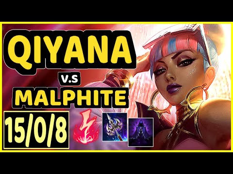 TINOWNS (QIYANA) vs MALPHITE - 15/0/8 KDA MID CHALLENGER GAMEPLAY - BR