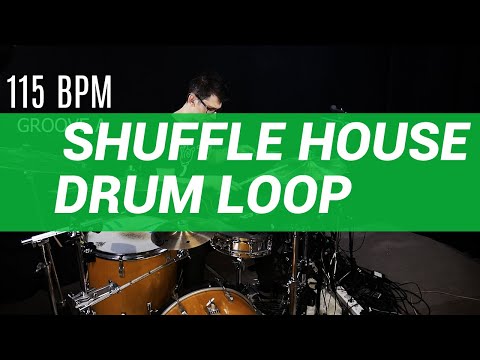 Shuffle house / disco drum loop 115 BPM // The Hybrid Drummer