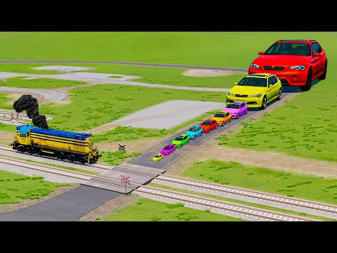 Small to Giant Cars vs Train and Rail - BeamNG.Drive