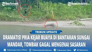Download lagu Tinambung Resident Chases Crocodile Using Spear in Mandar River Goes Viral mp3