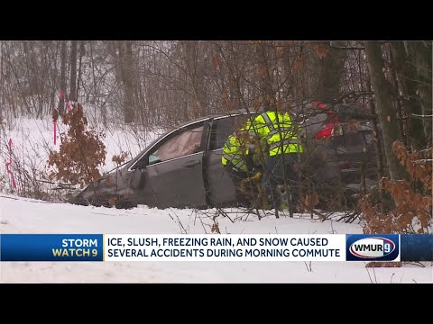 Ice, slush, freezing rain and snow caused several crashes Tuesday morning