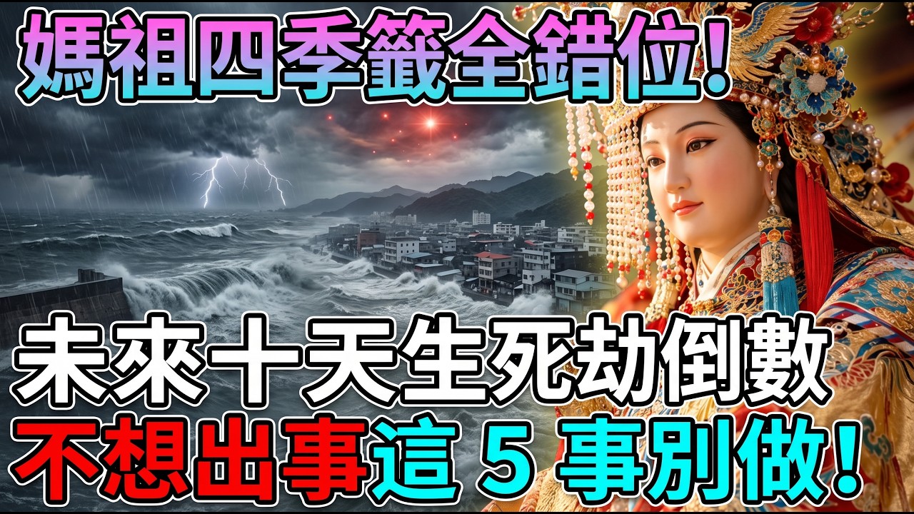 🚨突發警告！台灣未來十天迎來毀滅性大洗牌💥媽祖四季籤恐怖錯位，最絕望的生死殺局現在才要開始😱⚠️神明落淚示警！台灣十天內恐迎來驚天大劫💥媽祖四季籤全盤倒錯，無法逃避的生死劫數正式引爆🔥😱連神明都擋不住