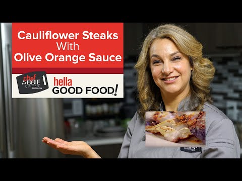 Cauliflower Steak with Olive Orange Sauce