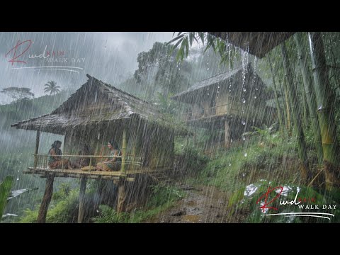 THE HEAVIEST RAIN IN A RELAXING TRADITIONAL VILLAGE IN THE MIDDLE OF FIELDS