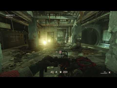 Wolfentein 2 The New Colossus - Manhattan Subway: Move Train & Exit Tunnel: Two Guard Robots