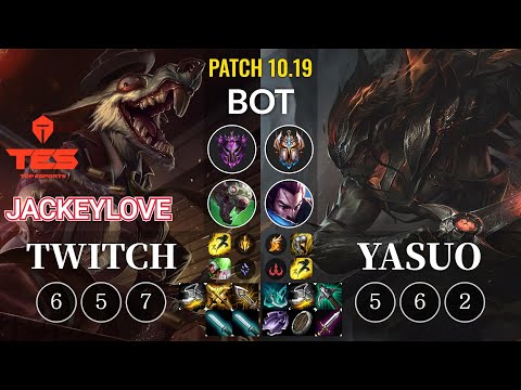 TES JackeyLove Twitch vs Yasuo Bot - KR Patch 10.19
