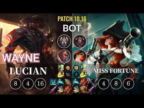 GRF Wayne Lucian vs Miss Fortune Bot - KR Patch 10.16