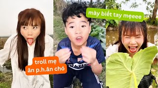 Tổng hợp video siêu hài hước vui nhộn, ăn phân chó giả troll mẹ bị mẹ bắt lấy lá cây chùi và cái kết