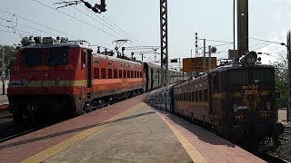 preview picture of video 'Thirukkural SuperFast Express Overtake Himsagar Express at Chirala | Indian Railways'