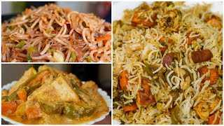 Pure Veg Recipes - Veg Biryani, Mix Vegetable Curry, Veg Chowmin