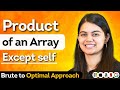 Product Of Array Except Self Brute To Optimal Solution Leetcode 238