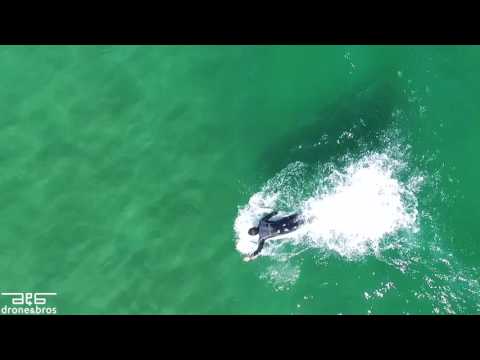 Drone view of surfing at Ribadesella 
