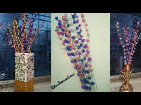 How to make flowervase sticks making|home decorative|DIY|giltersheet flower sticks|Mother'sday gift💞