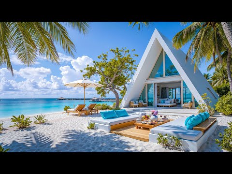 Sweet Bossa Nova Jazz at Morning Seaside Resort Ambience with Smooth Waves Sound for Relaxing, Focus