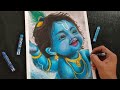 beautiful little Krishna drawing || little krishna drawing easy || oil pastel colour drawing