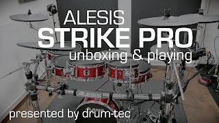 Video thumbnail for Alesis Strike Pro electronic drums unboxing // setup // playing with drum-tec by drumtecTV