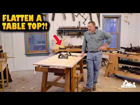 Crazy Traditional Way to Flatten a Table Top with Hand planes!