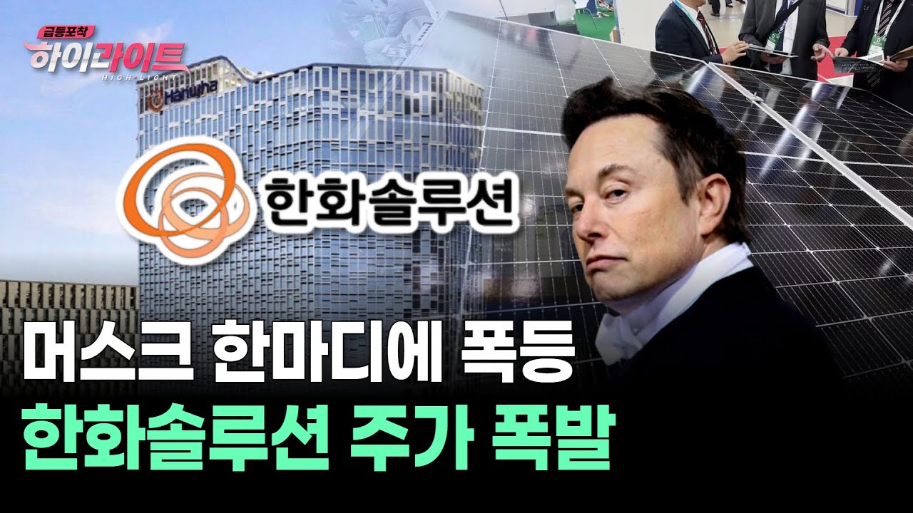 머스크 한마디에 폭등…한화솔루션 주가 폭발