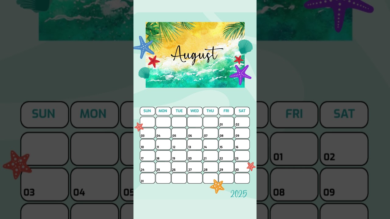 August 2025 Calendar #shorts #august2025