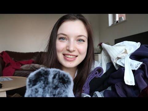 ASMR Clothing Haul (zara, abercrombie & fitch, thrifted) whispering and fabric sounds