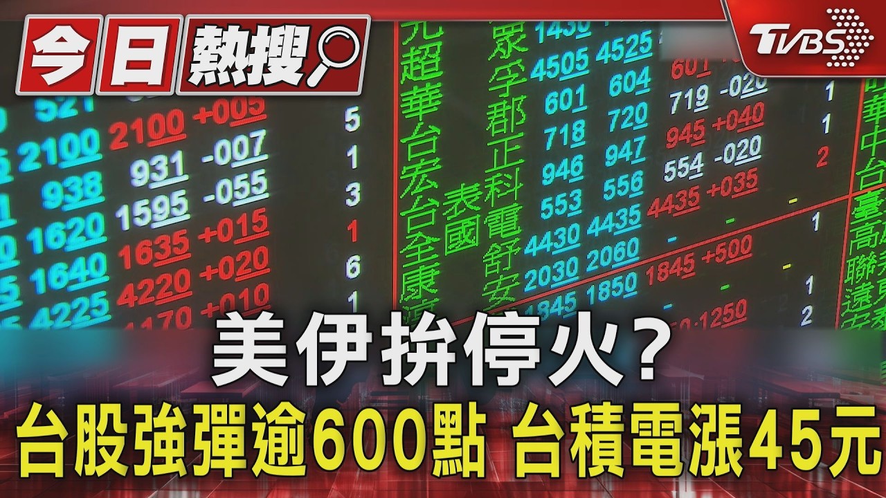 影音/美伊拚停火? 台股收漲657點 台積電大漲50元