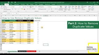 Lesson 13 - Remove Duplicate values but keep one value in Excel 2016